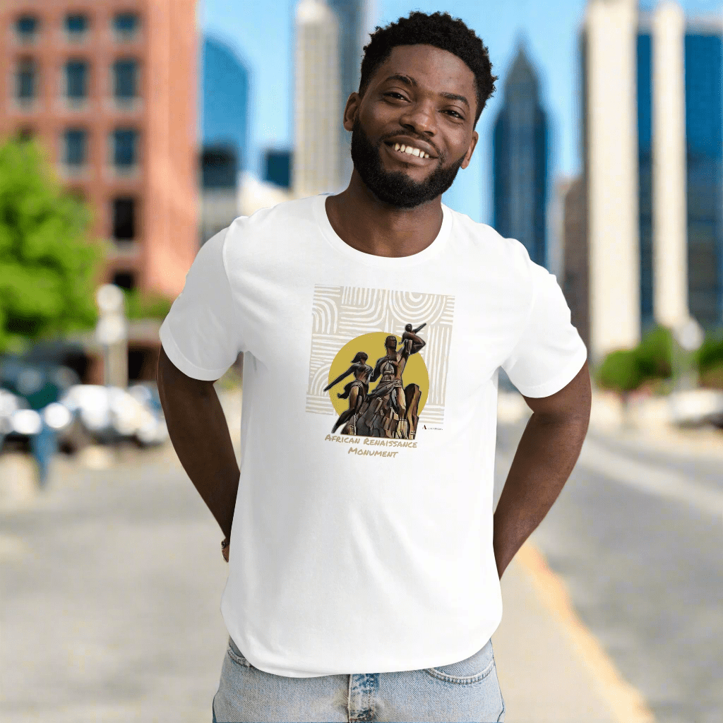 African Renaissance Monument Yellow Sun Unisex T-shirt - Asali Origins