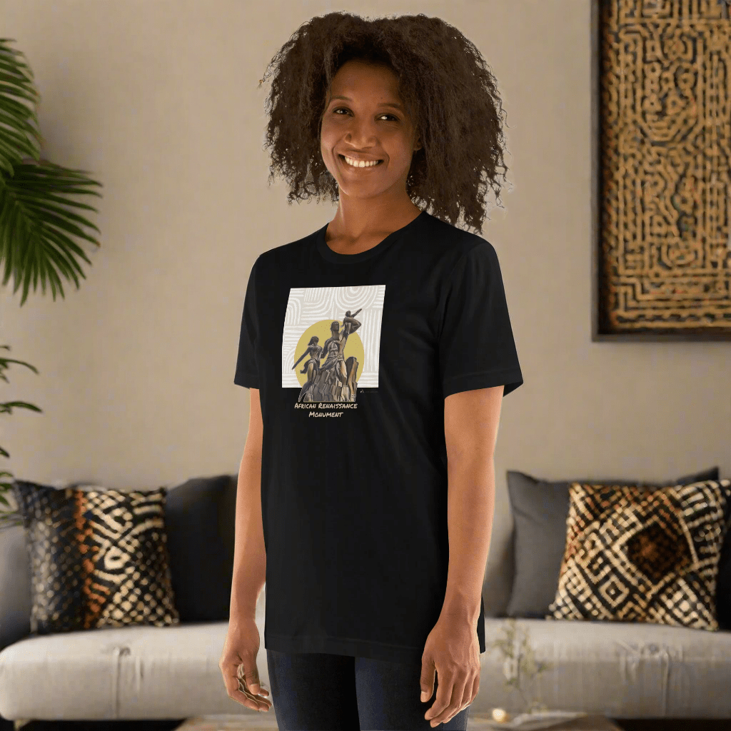 African Renaissance Monument Yellow Sun Unisex T-shirt - Asali Origins