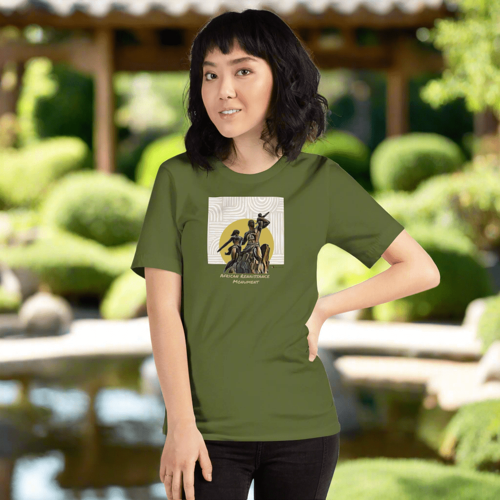African Renaissance Monument Yellow Sun Unisex T-shirt - Asali Origins