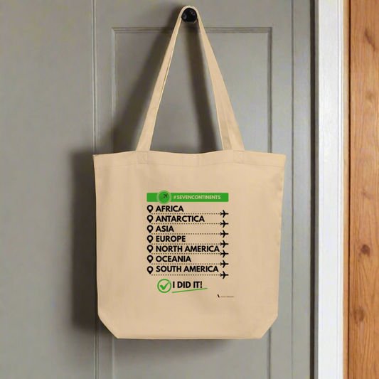 tote bag with 7 Continents checklist