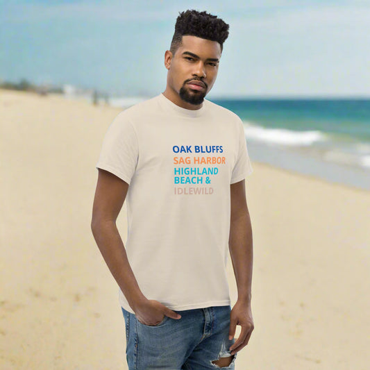 Black man wearing Asali Origins beach t-shirt